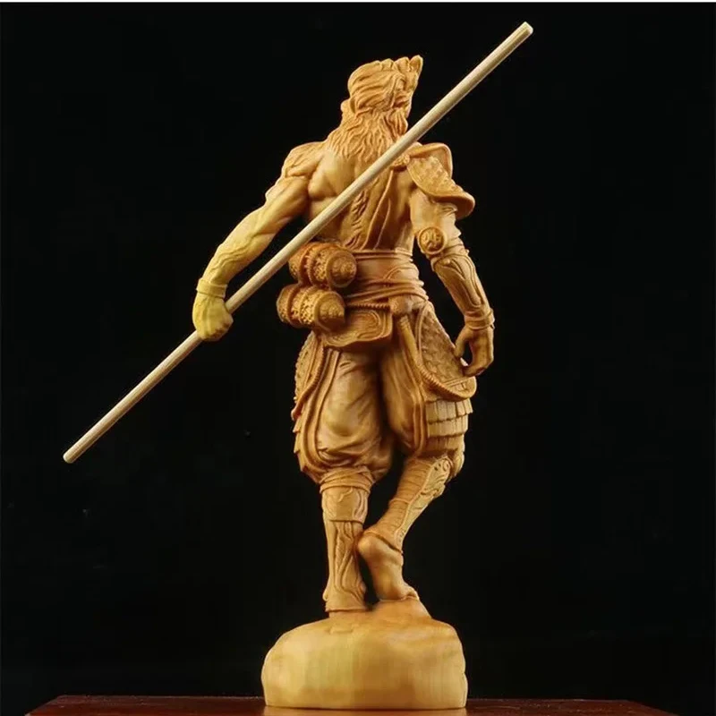 Natural Cypress Sun Wukong Statue Chinese mythological Figures， Game Black Myth Wukong Home, Room Office Decoration Accessories