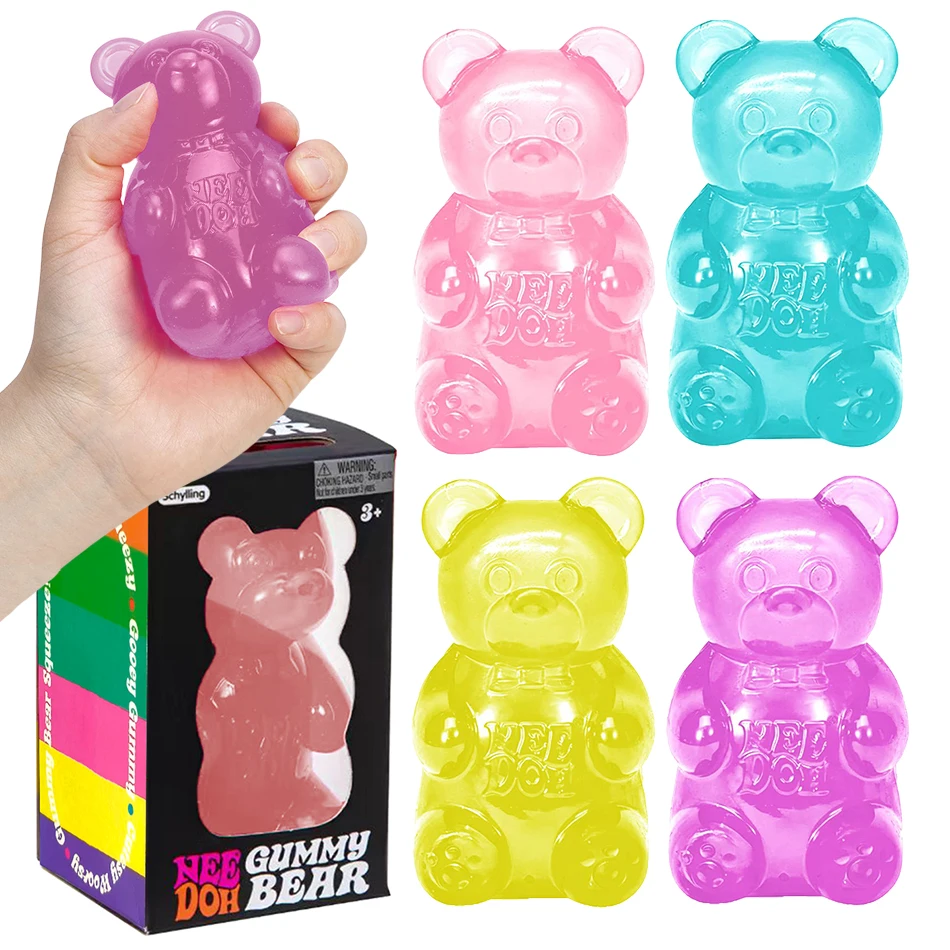 Juguete Blandito de Osito de Goma NeeDoh, Juguete Sensorial Antiestrés para Niños y Adultos, No Tóxico, Alivia la Ansiedad, Juguete de Escritorio