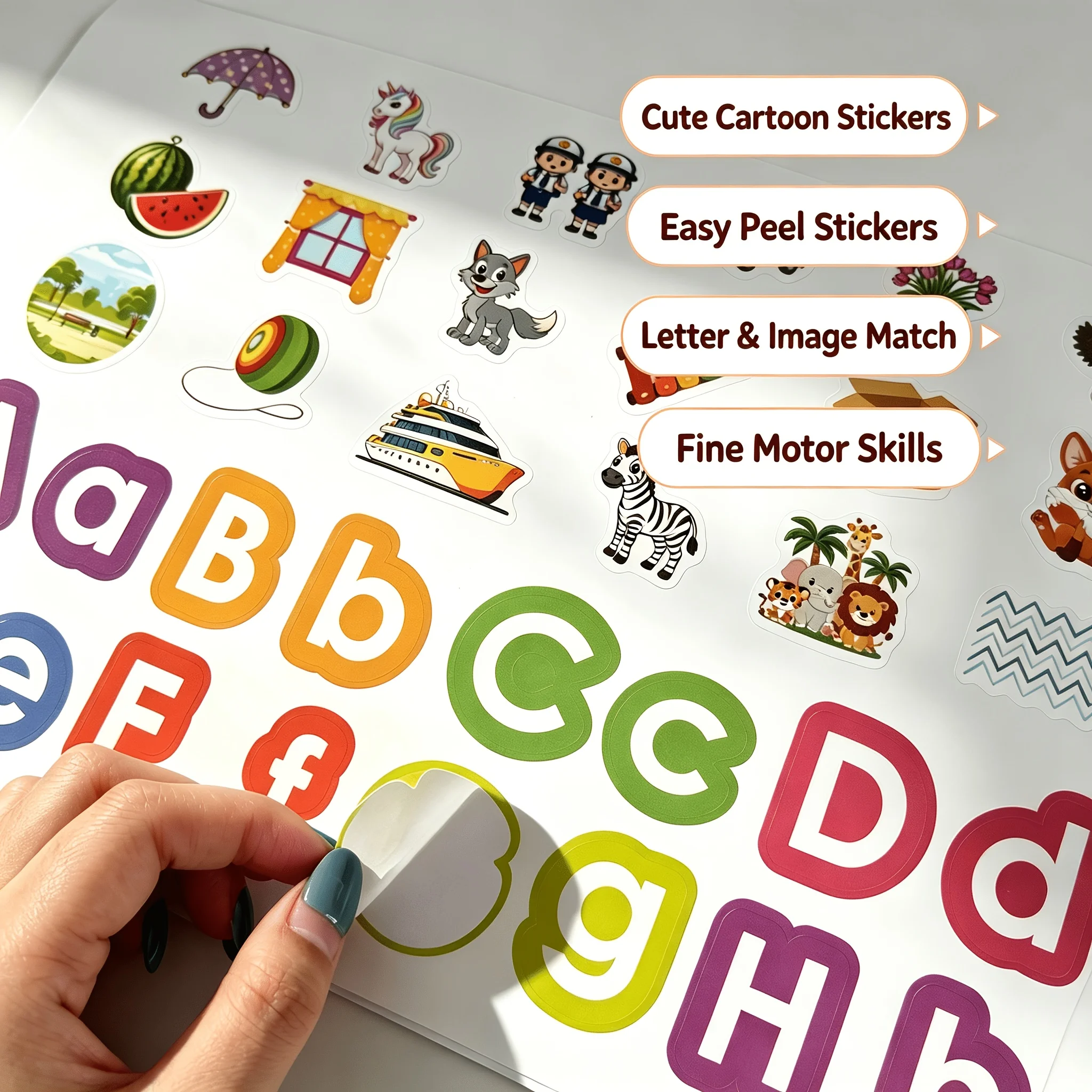 English A-Z Animal Sticker & Coloring Workbook — Memorize letter formation, develop fine motor skills; a perfect New Year's gift