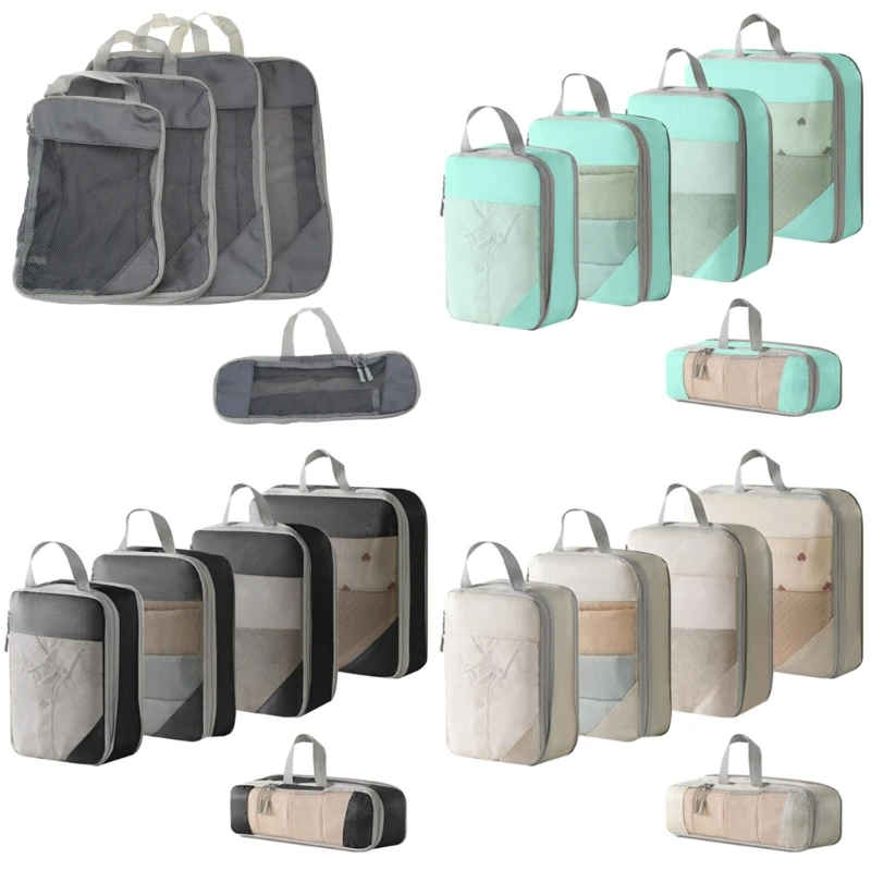 

5Pcs/lot Space Saving Compression Packing Cubes Neat and Organized Packing Solution Travel Organiser Bag for Suitcases