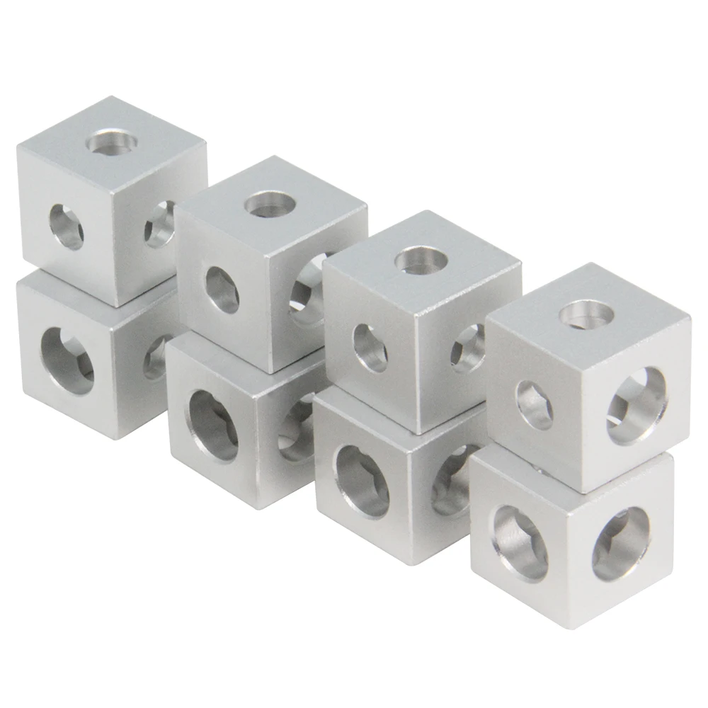 Befenybay 8 pces prata canto suporte cubo (20x20x20mm) para 6mm slot alumínio extrusão perfil 2020 séries (cubo canto-prata-8)