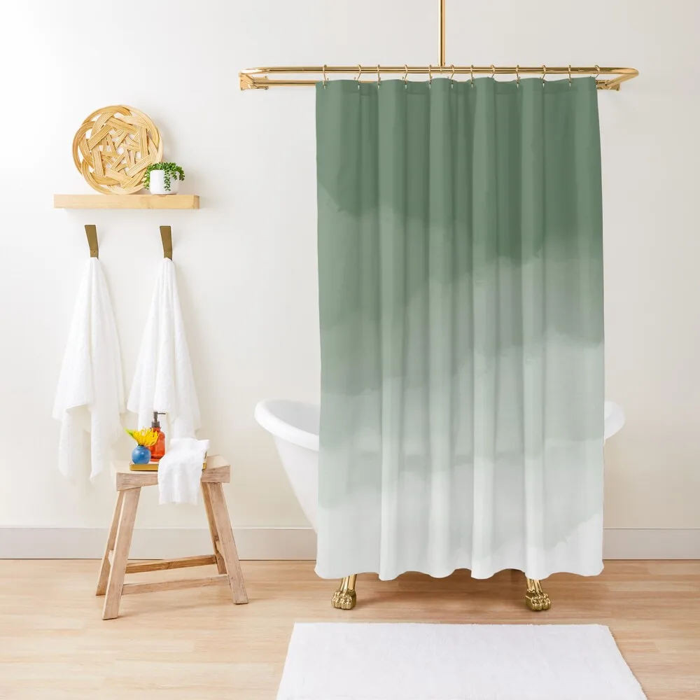 

Sage Green Watercolor Ombre (sage green/white) Shower Curtain For Bathroom Shower Transparent Bathroom Shower Curtain