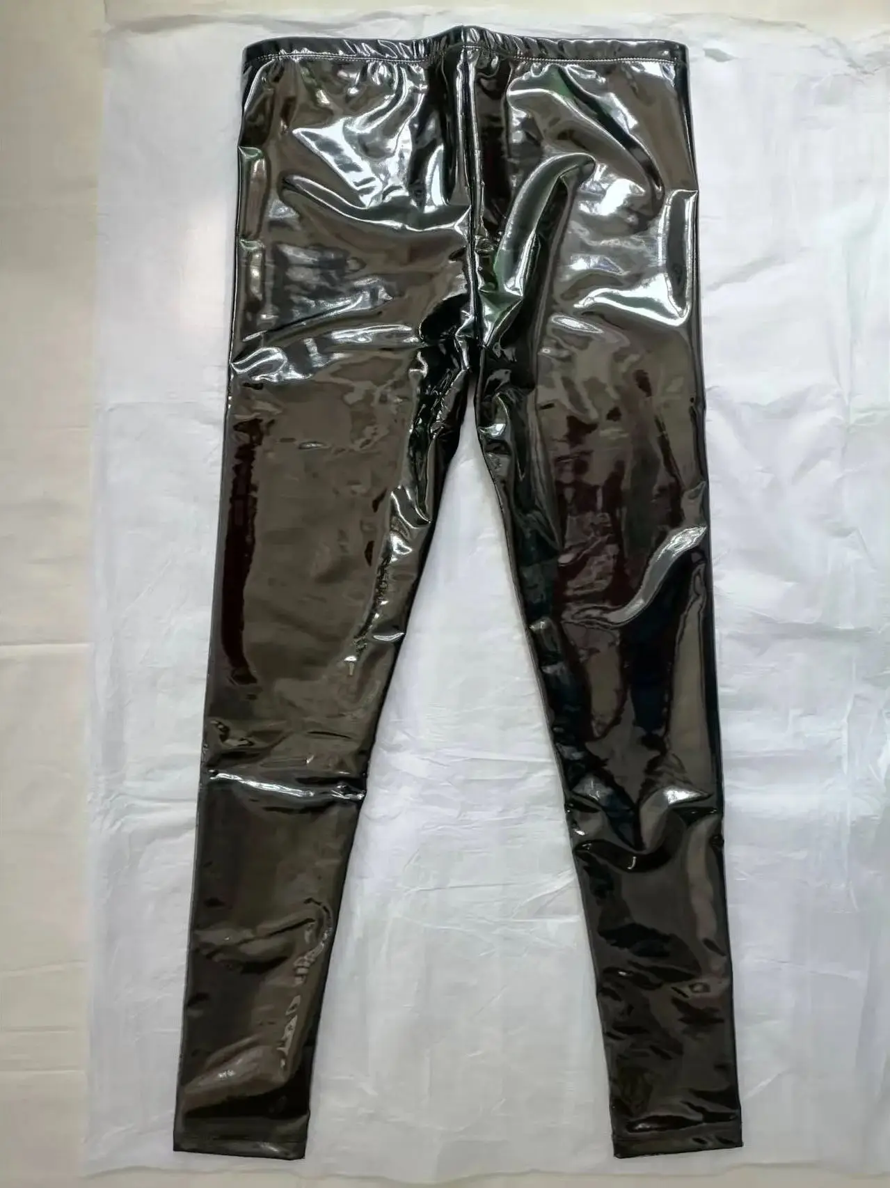 M-3XL Wet Look PVC Mens Legging Shiny PU Leather Jeans Pencil Pants Convex Pouch Trousers Tights Sexy Clubwear Spodnie Pantalon