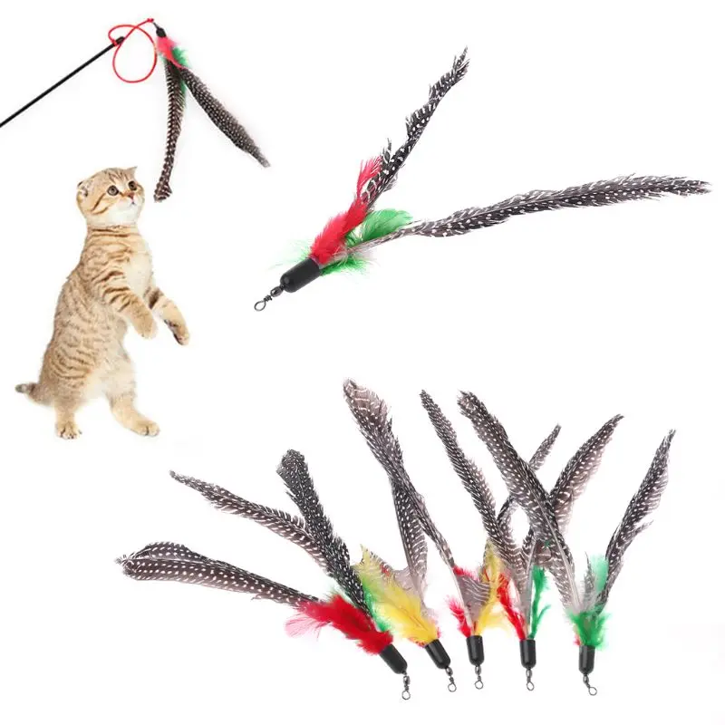 2024 New 5 Pcs for Cat Feather Set for Cat Wand Feather Refills Replacement Feather Teaser Interactive for Pets Kitten