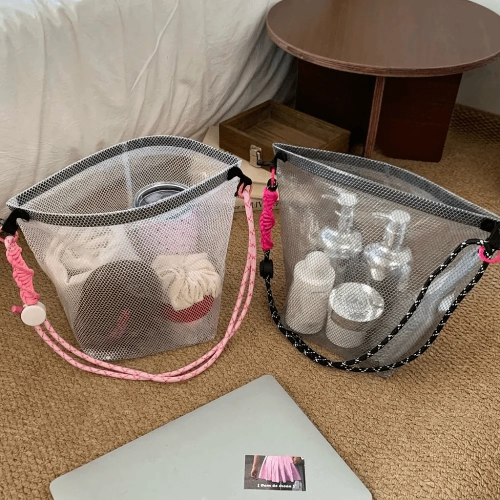 Transparent EVA Waterproof Storage Bag Drawstring Portable Cosmetic Bag Lightweight PVC Beach Crossbody Bag Makeup Organizer