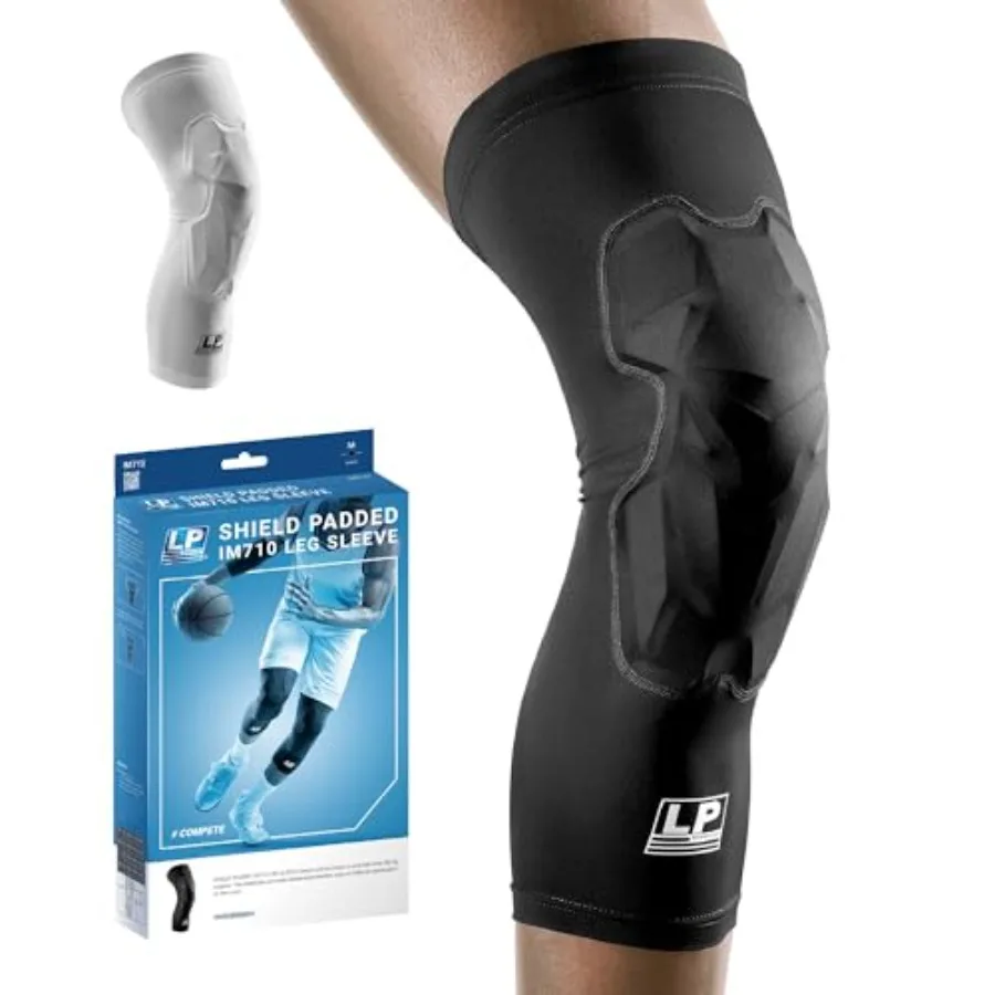 IM710 Shield Padded Leg Compression Sleeve Ergonomic Knee Pad Support for Basketball Volleyball Running Gym Workouts Breathable