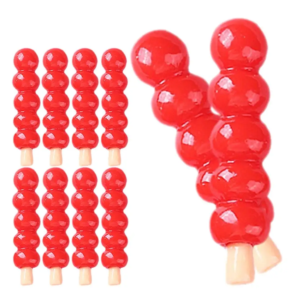 20 pezzi di resina Haws spiedini casa rossa snack mini snack finti decorazione modello liscio di lunga durata mini scena prop