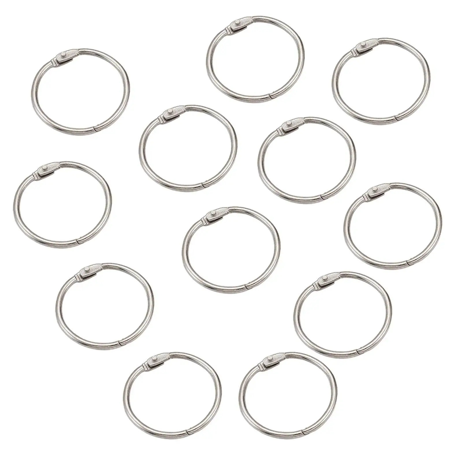 12x Binder Rings Metal Book Rings School Drape Rings Loops Keychain Key Rings