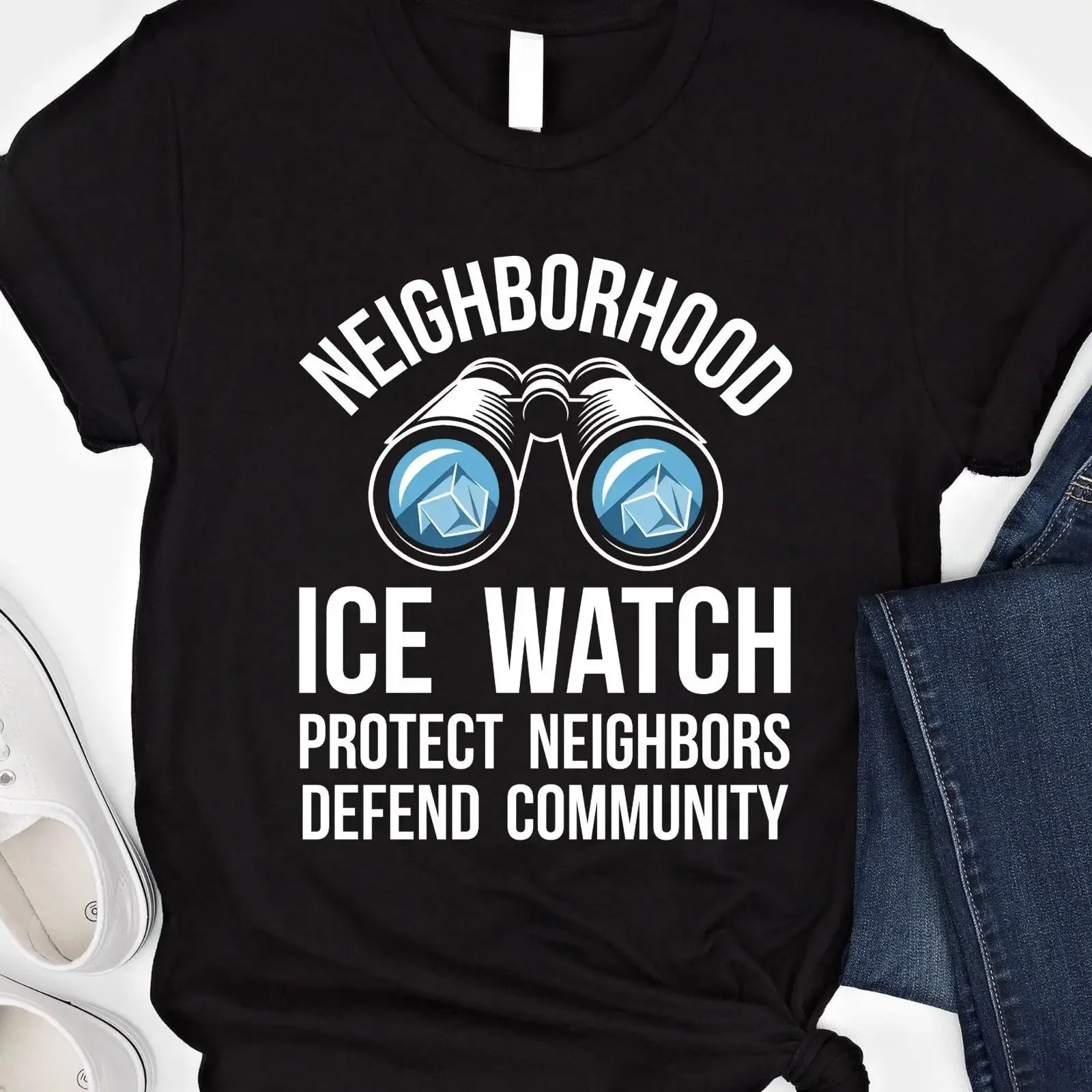 T-shirt Neighborhood Ice Watch anti-transpiration, protection des voisins, défense de la communauté, vintage, lavé, élégant, confortable