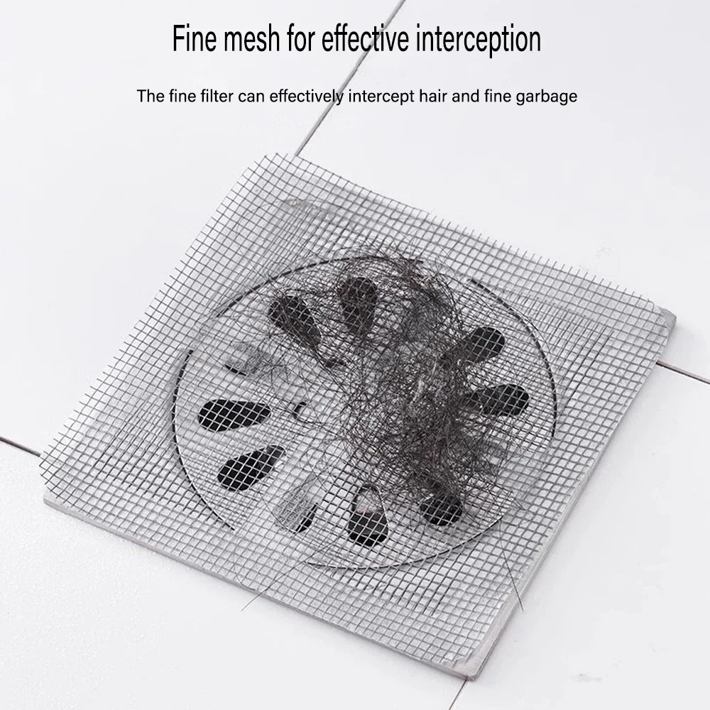 10pcs Disposable Bathroom Floor Drain Sticker Hair Filter Kitchen Bathroom Sewer Anti-blocking Insect-proof Self-adhesive Paper