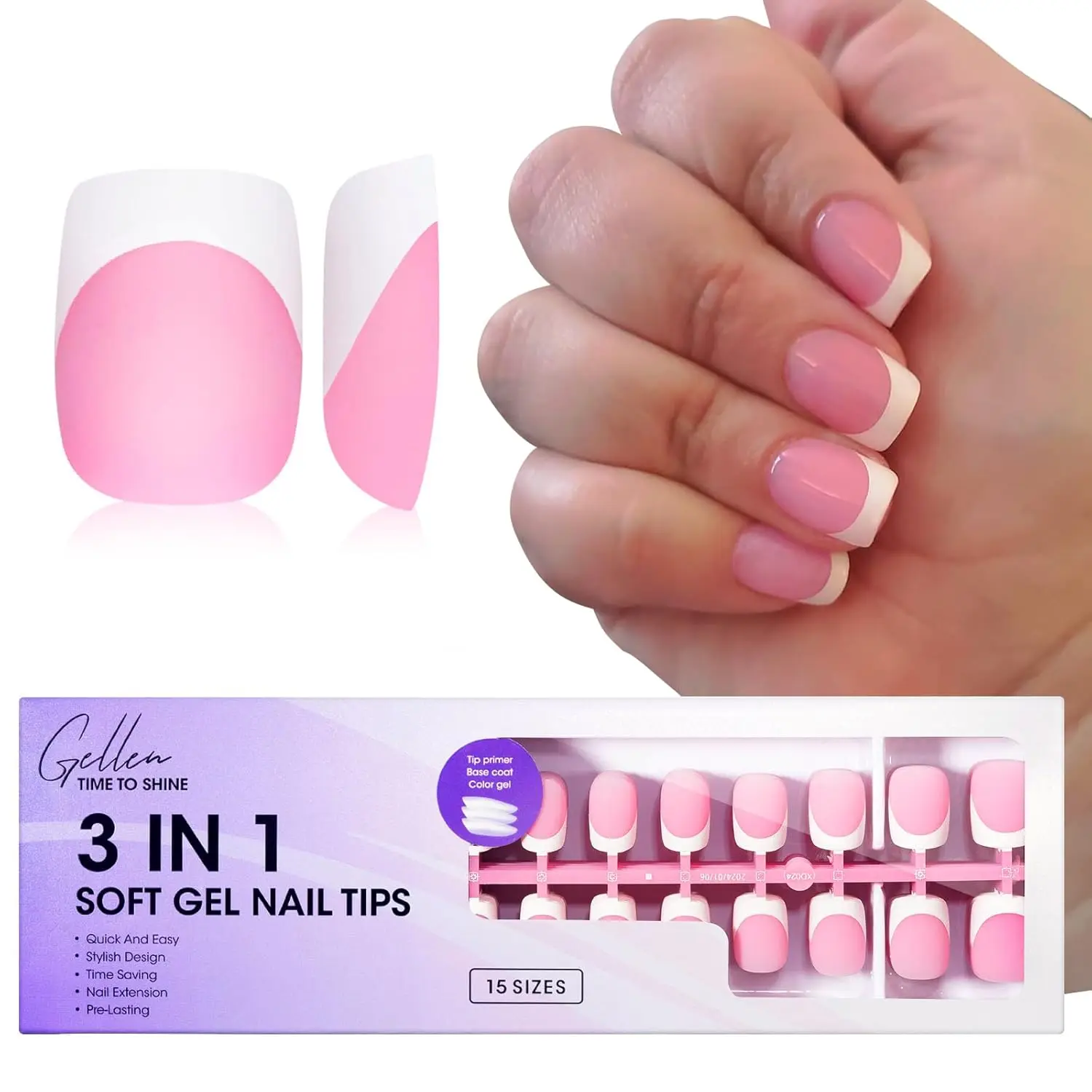 

GELLEN 150PCS Soft Gel Press on Nails False Nails Short Square French Tip Acrylic Manicure Glue on Nail Art Tips Kit for Women