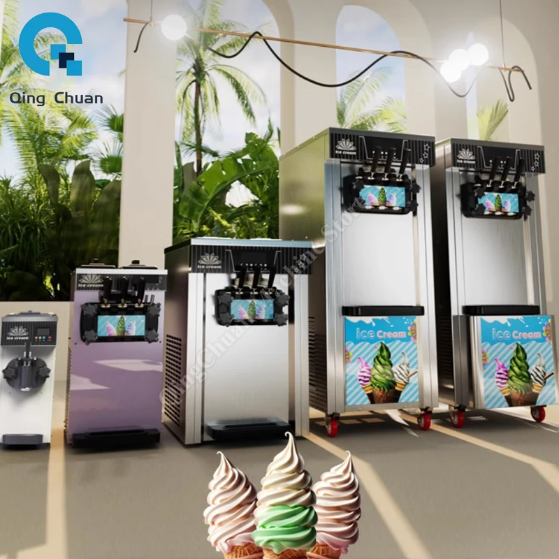 Softeismaschine, kommerzielle kleine vertikale Kegeleismaschine, drei Geschmacksrichtungen, CE