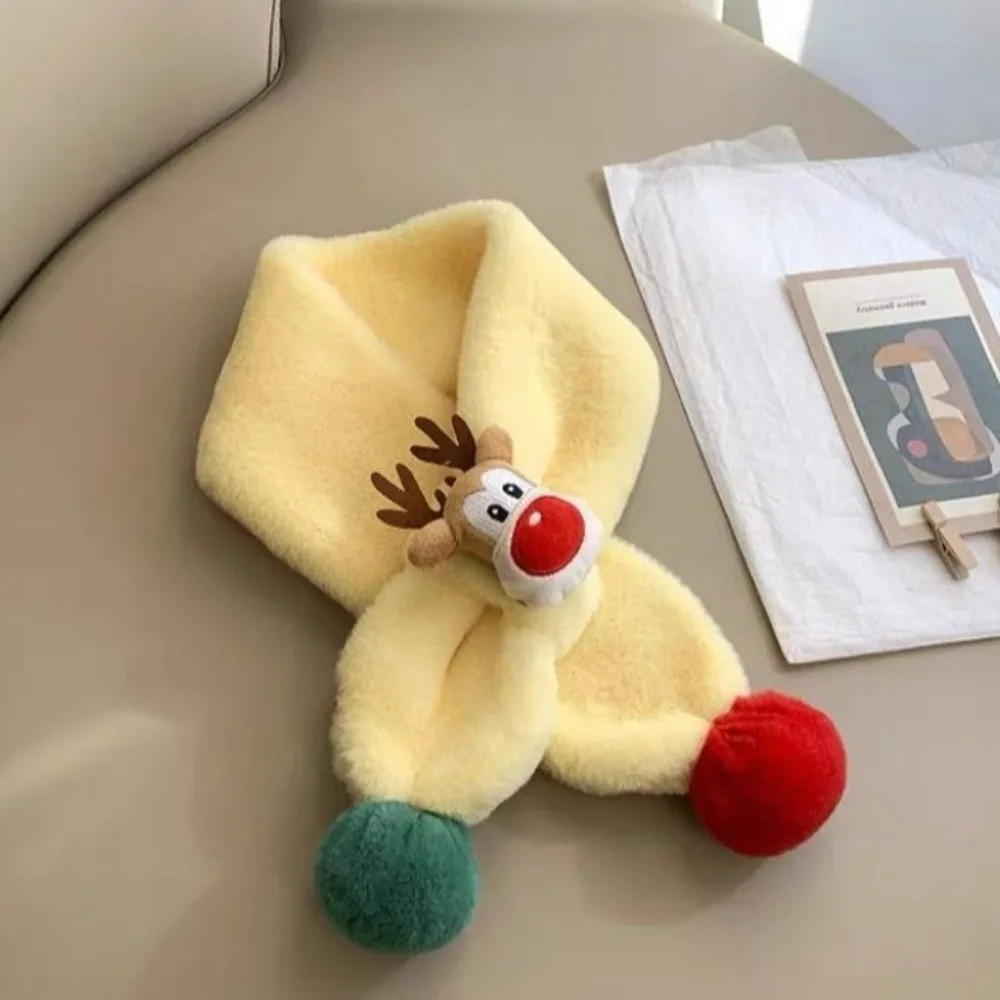 Cartoon Christmas Children Scarf Winter Deer Pattern Kids Neck Warmer Cute Warm Neck Wrap for Boys Girls