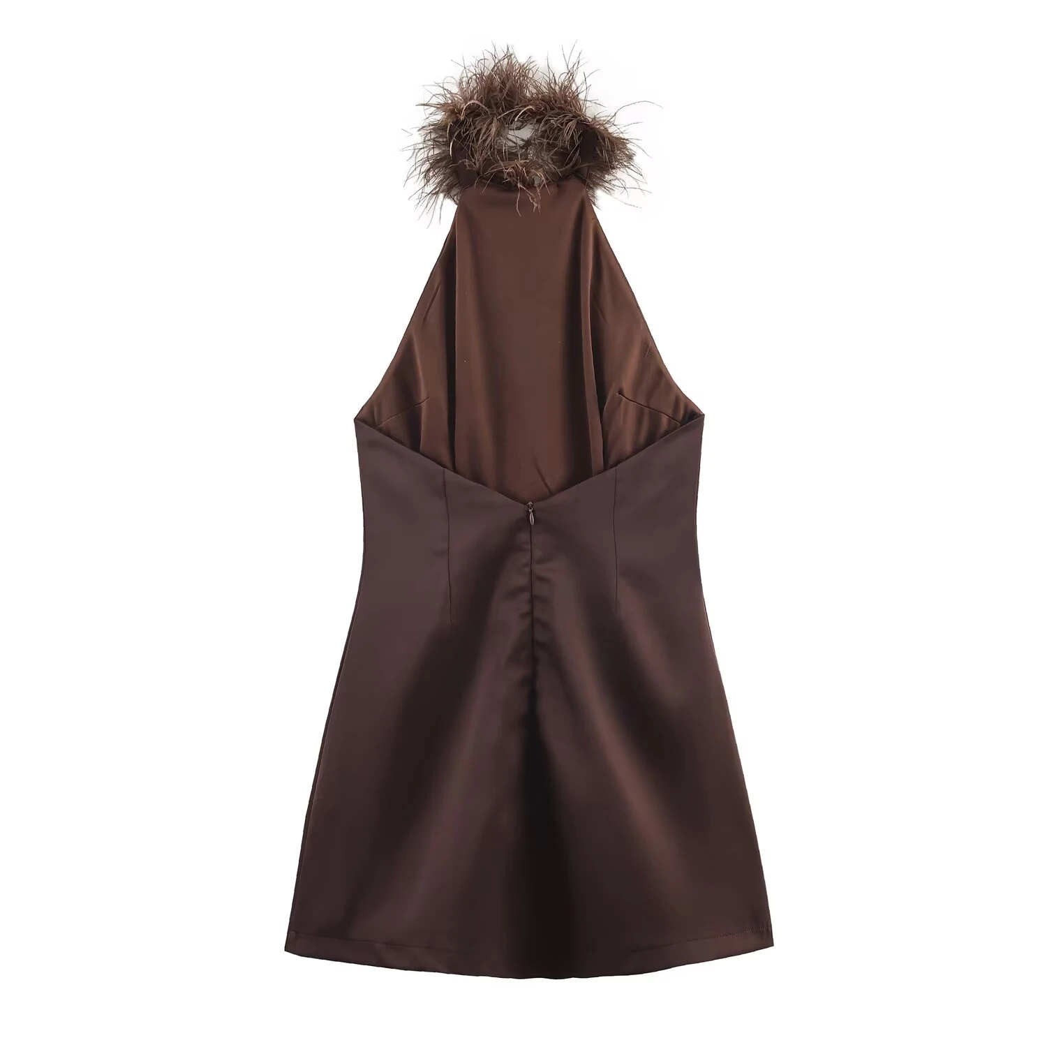 DEEABAE تصميم ملابس نسائية شتوية جديدة متعددة الاستخدامات معلقة على شكل ريشة وياقة عنق بدون أكمام فستان بدون ظهر #2