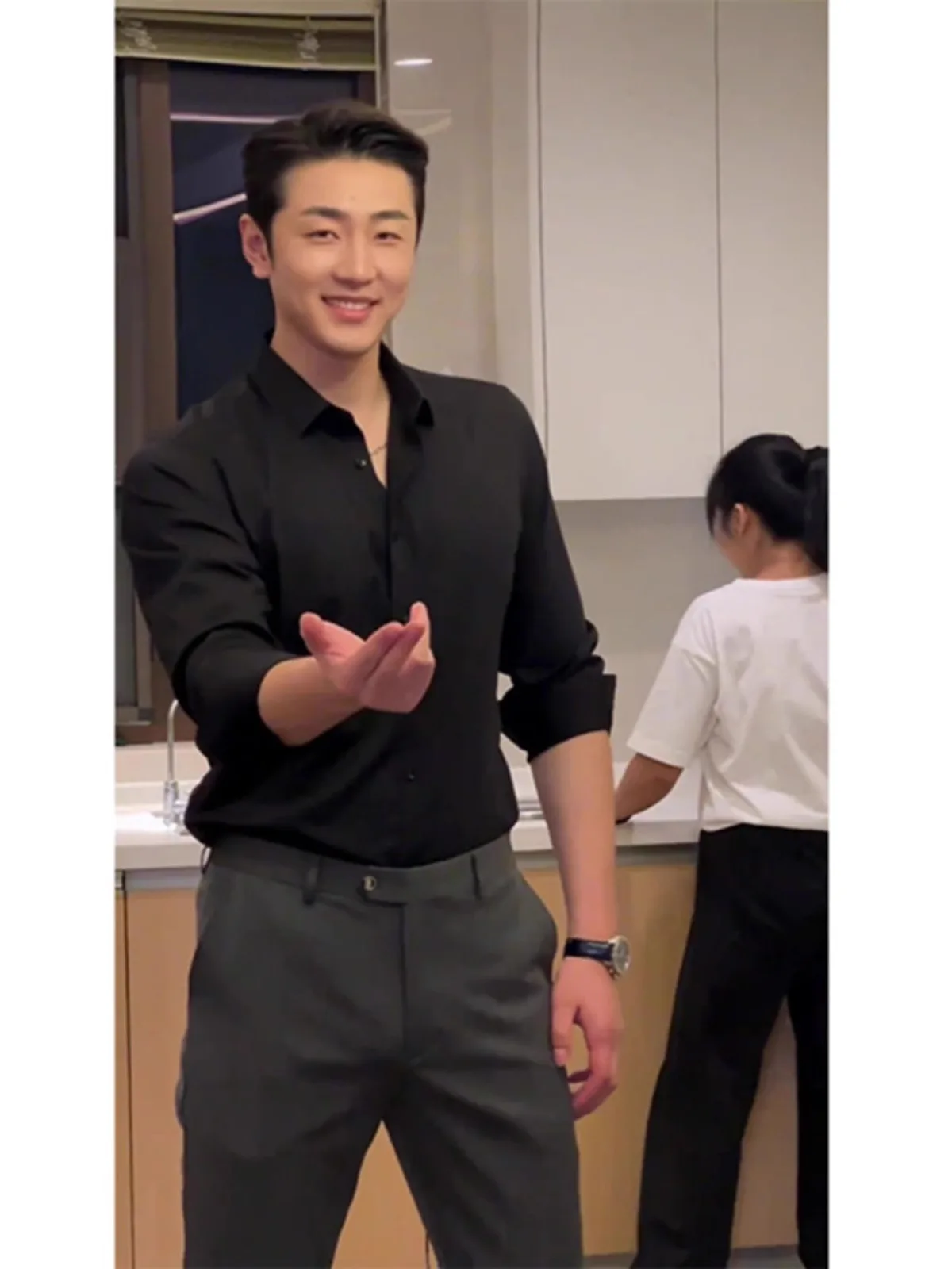 Elegant Black Long Sleeve Shirt for Men Casual Yet Stylish Inner Wear Suit Jacket Mature And Stable Fashion Trend Youth 