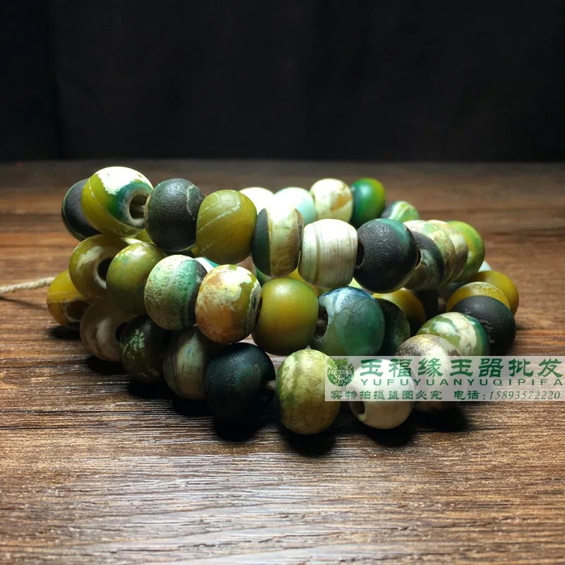 

1pcs/lot boutique ancient jade old beads wrapped silk old agate abacus beads multi treasure accessories hand string bracelet