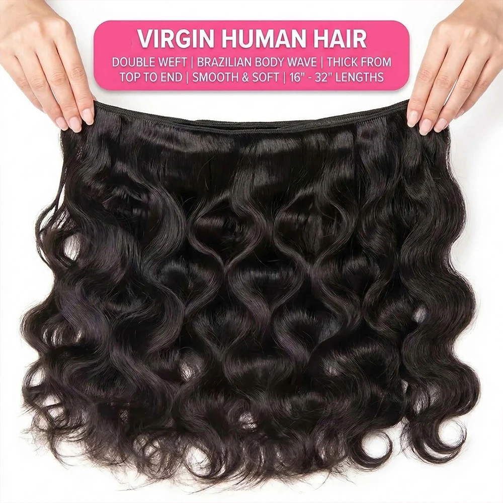 30 40 Inch Body Wave Human Hair Extensions Curly Bundles Real Brazilian Hair Weavings Raw Human Hair Bundles 3 4 Bundle 80-100g image 5
