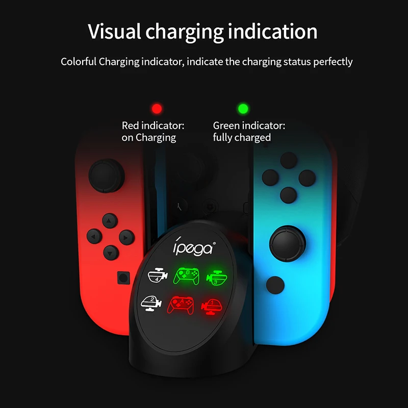 Ipega PG-9187 Joy Con Charging Dock for Nintendo Switch OLED 4 Joycons 2 Controllers Charger Stand Plug-in Host NS Accessories