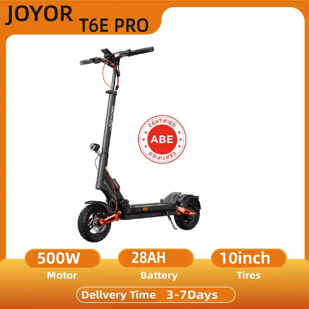 Trottinette électrique pour adultes JOYOR T6E PRO (ABE) - Moteur 500W, batterie 48V26AH, trottinette électrique tout-terrain, pneus tout-terrain de 10 pouces, trottinette électrique pliable