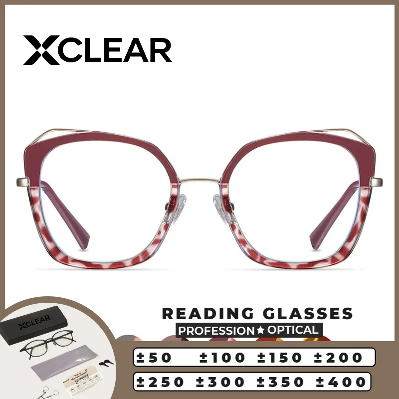 

XCLEAR Anti Blue Light UV Womens Polygon Reading Glasses Anti Glare HD Durable Comfortable Ultralight Stylish Versatile Premium