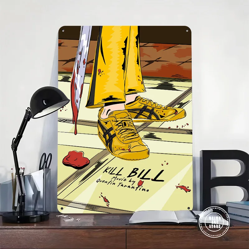 Kill Bill Personalized 3D Textured Metal Poster Wall Art Tinplate Sign for Home Decoration Room Accessories Vintage Decor Luxury