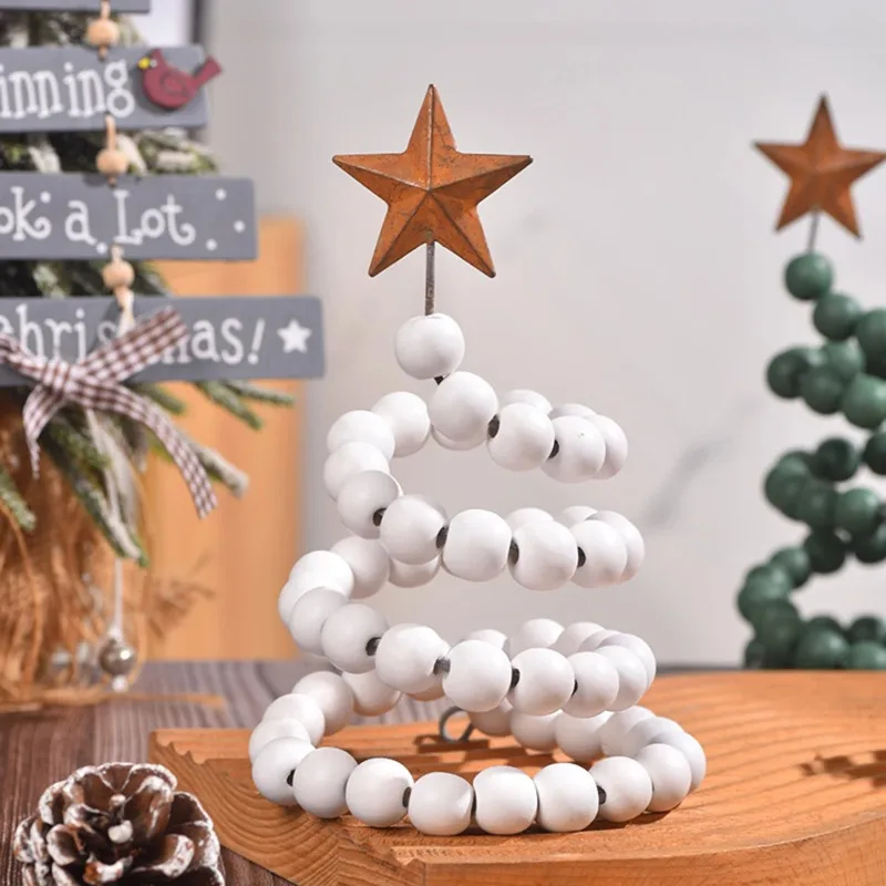 Adjustable and Stretchable Beaded Christmas Tree Model Decoration, with Star Top Decoration, Christmas and New Year Gifts