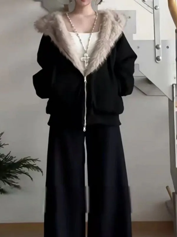 

Loose Fit Couple Cotton Jaet with Fur Collar Men's Winter Coat Thiened Long Sve Zipper Closure Hooded Casual Sle