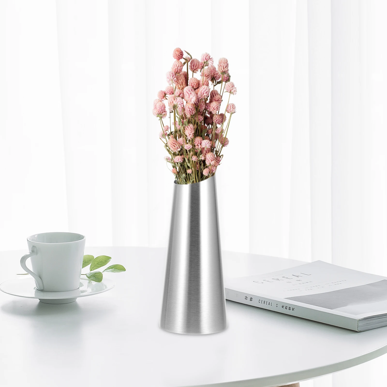 

Stainless Steel Small Flower Vase Modern Simple Design Size Home Office Decor Metal Container for Fresh