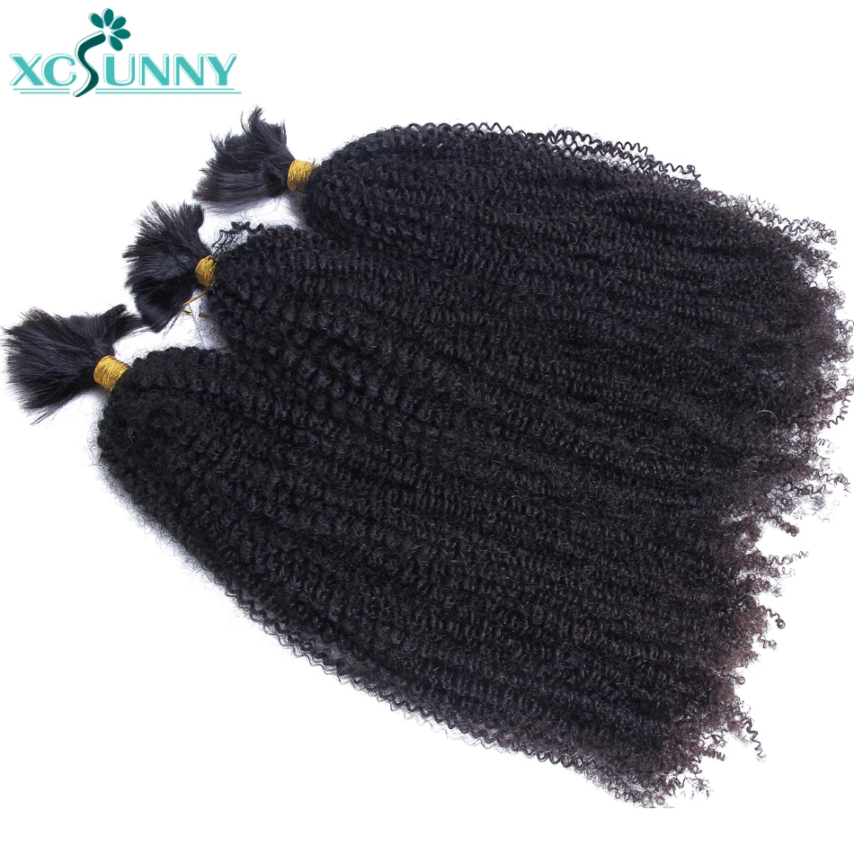 Afro Kinky Curly Burmese Bulk Human Hair For Braiding No Weft Bulk Braiding Hair Extensions Full Ends Double Drawn Hair Bundles