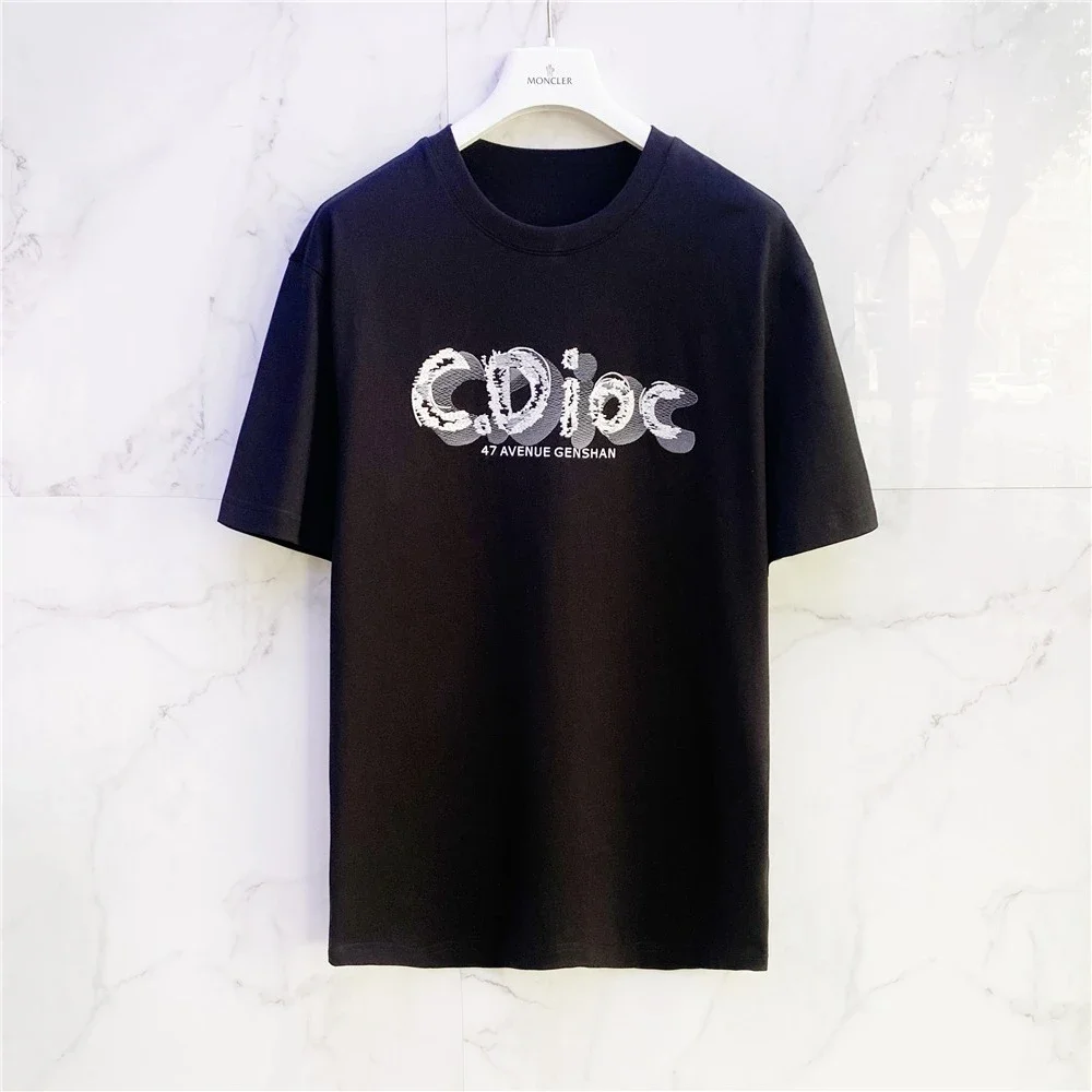 

2025 Summer Europe Luxury Fashion Brand Men's T Shirt Printed Cotton Casual Comfortable Round Neck Short Sleeve Casual Tee