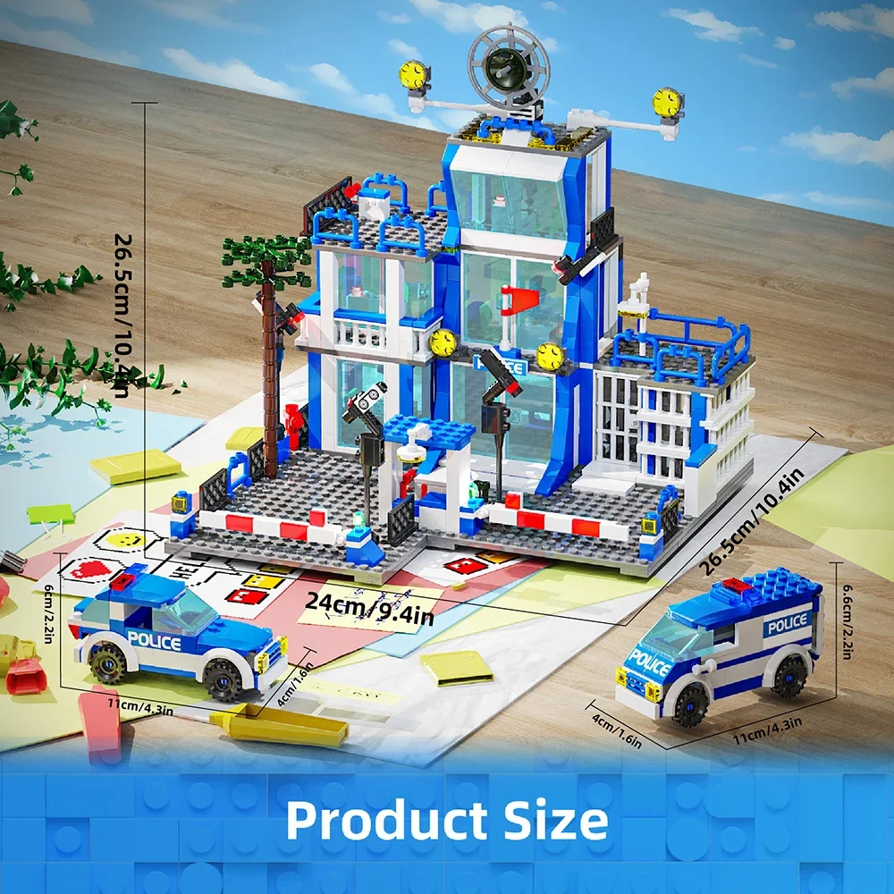 City Police Station Building Blocks Sets, Craft Toys，DIY Toys，Car Decoration Crafts，Animation Derivatives，children Toys