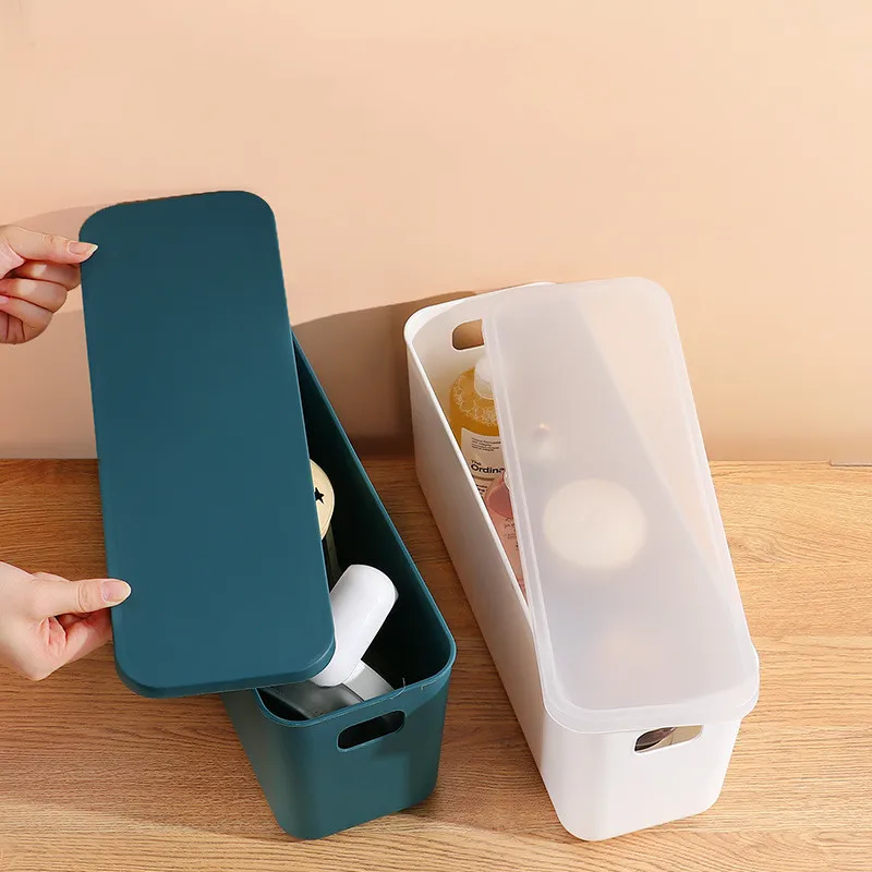 Desktop Sundries Storage Box Underwear Cosmetics Stationery Wardrobe Organizer Home Plastic Toy Snack Basket Container with Lid