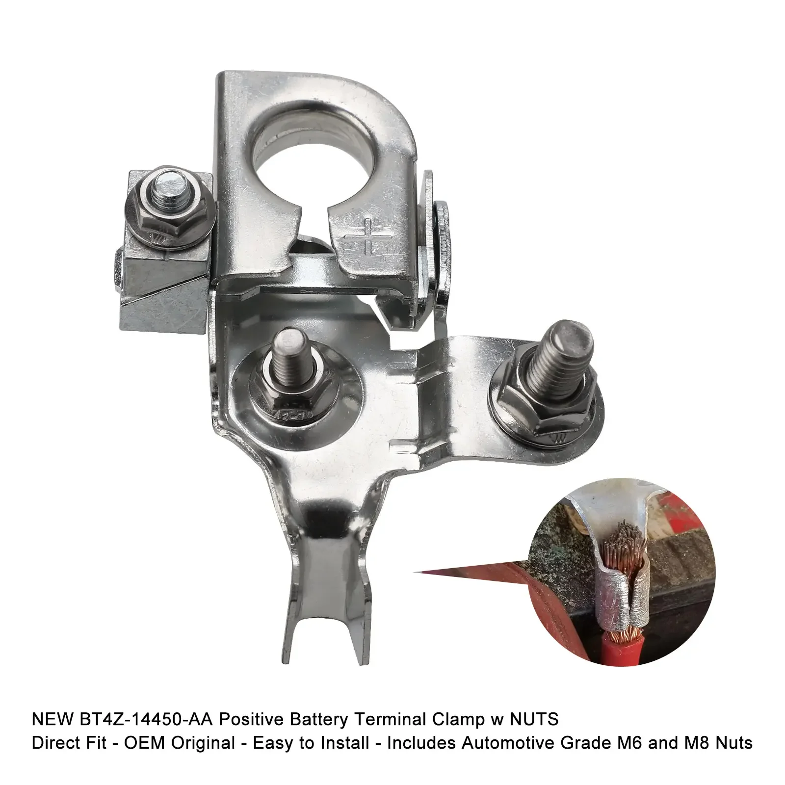 

For Ford Vehicles Like F150 Edge 926-882 BT4Z-14450-AA Positive Battery Terminal Cable Clamp Connectors Bolt Fits
