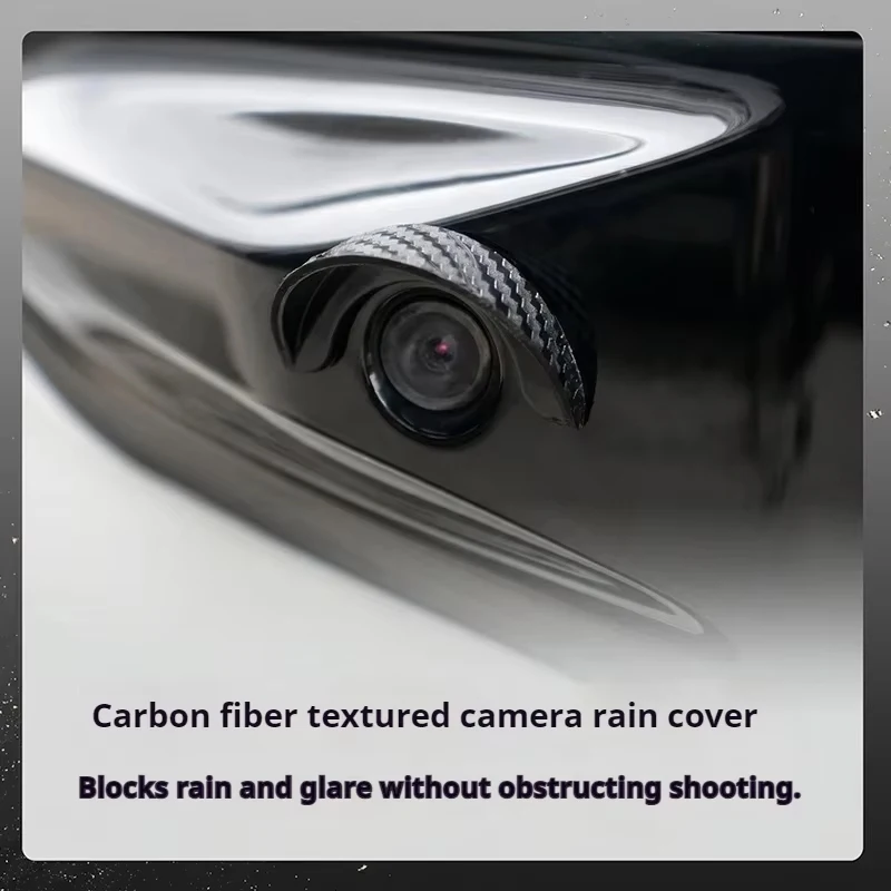 2Pcs carbon fiber patterned rear camera rain and waterproof cover For Peugeot Series car rearview camera protection trim view 3
