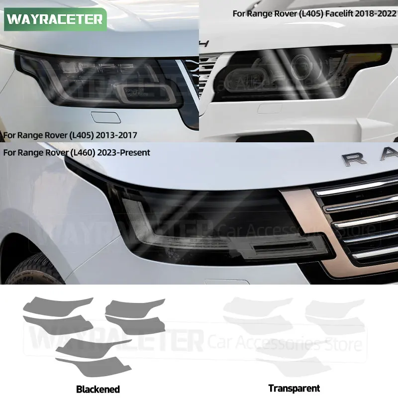 Car Headlight Tint Smoked Black Protective Film Transparent TPU Sticker For Range Rover L460 2026 L405 2013+ 2018 2022 2024 2025
