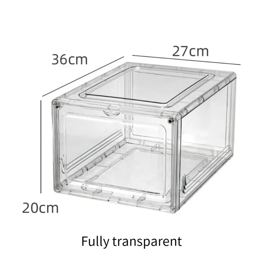 Thickened Pet Home Storage Shoe Box Transparent Shoe Box Square Height Design Magnetic Side Opening Basketball Shoe Box