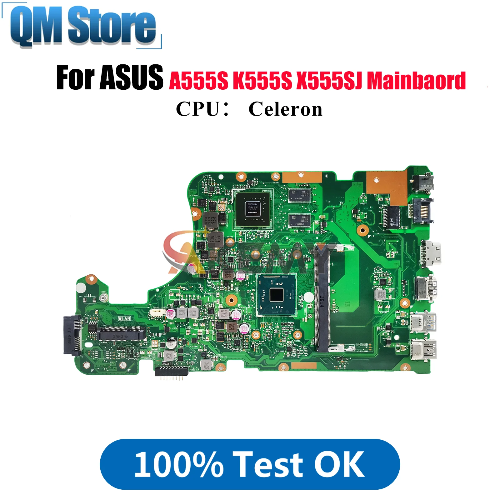 

X555SJ Laptop Motherboard For ASUS VivoBook X555S X555SJ A555S K555S Notebook Mainboard With Celeron CPU 100% tests OK fast ship