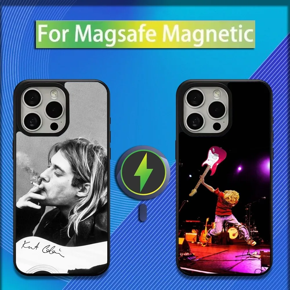 

Music K-Kurt Cobain Band Phone Case For iPhone 16,15,14,13,12,11,Plus,Pro,Max,Mini Magsafe Magnetic Wireless Charging