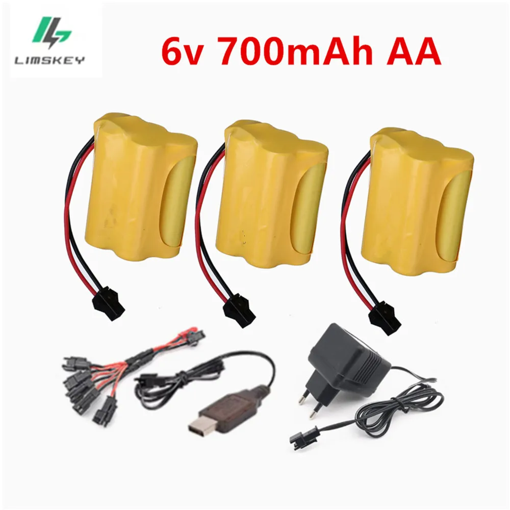 Аккумулятор nicd 6 В 700 мАч и комплекты зарядных устройств 6 В для радиоуправляемых игрушек, автомобилей, лодок, пистолетов, танков, роботов, 5 * перезаряжаемый аккумулятор AA 6 В