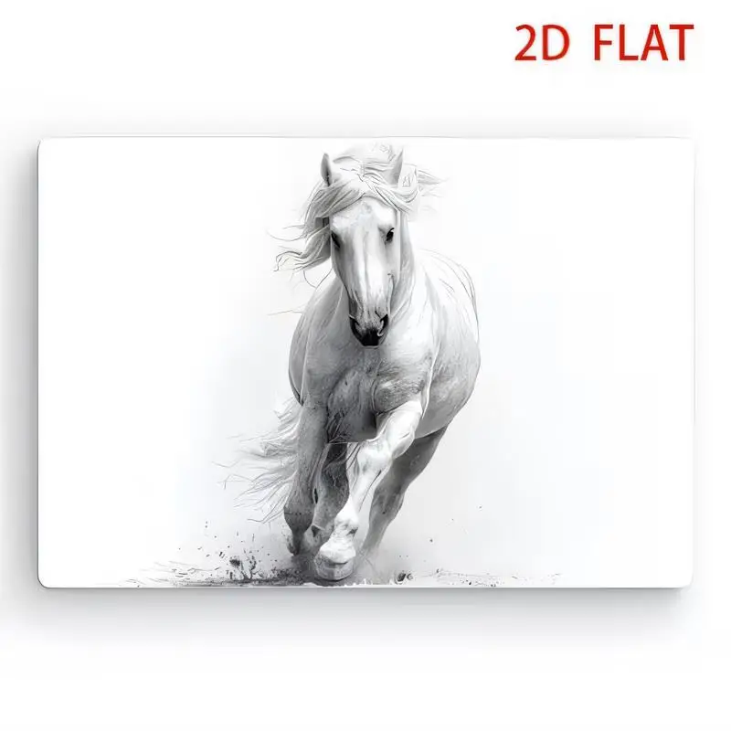 White Running Horse Dynamic Metal Wall Art - Black & White Splash Design, Iron Material, Minimalist Home Decor for Living Room,