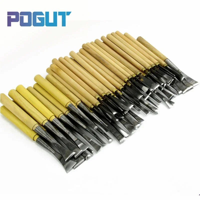 Hand Wood Carving Tools Chip 31pcs Detail Chisel + 31pcs General Chisel, Made and Ground  By Hand