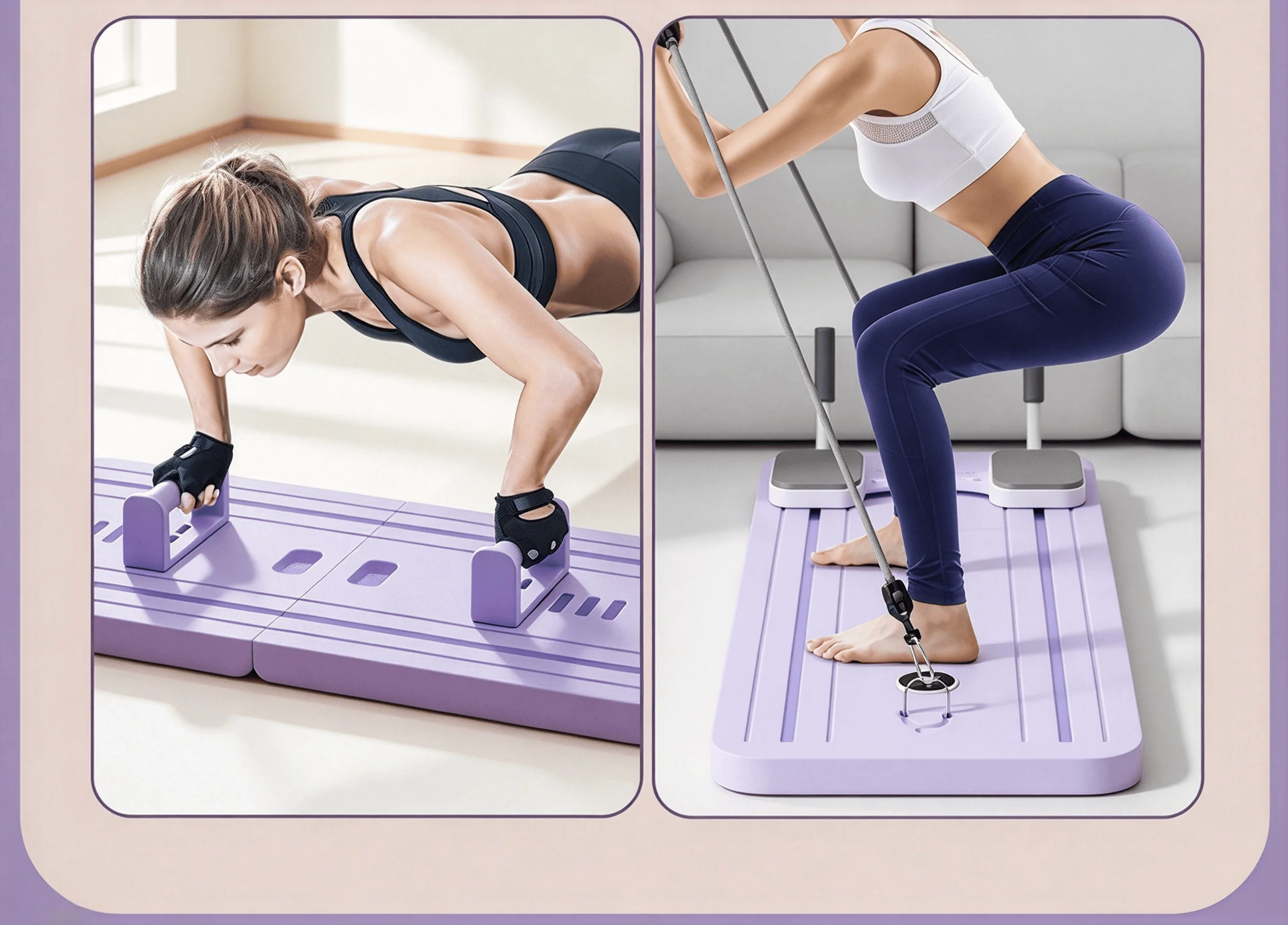 4-in-1 Home Fitness Board for Ab Roller, Push-up, Plank & Resistance Training