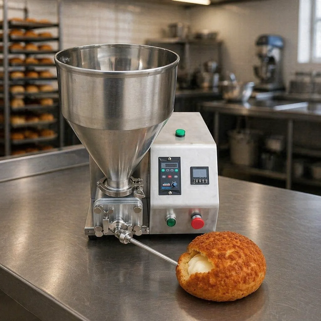 New Small Fully Automatic 220v Cup Cream Injector Butter Puff Cake Filling Machine with 304 Stainless Steel and High Efficiency