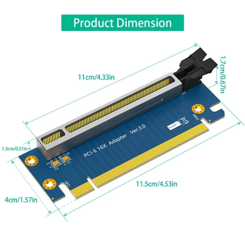 Плата переходников PCIe 16X Удлинительный кабель PCIe 16X Адаптер угловых переходников под углом 90 градусов