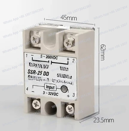 

SSR-25DD Однофазное твердотельное реле 25А, управление постоянным током, SSR25DD