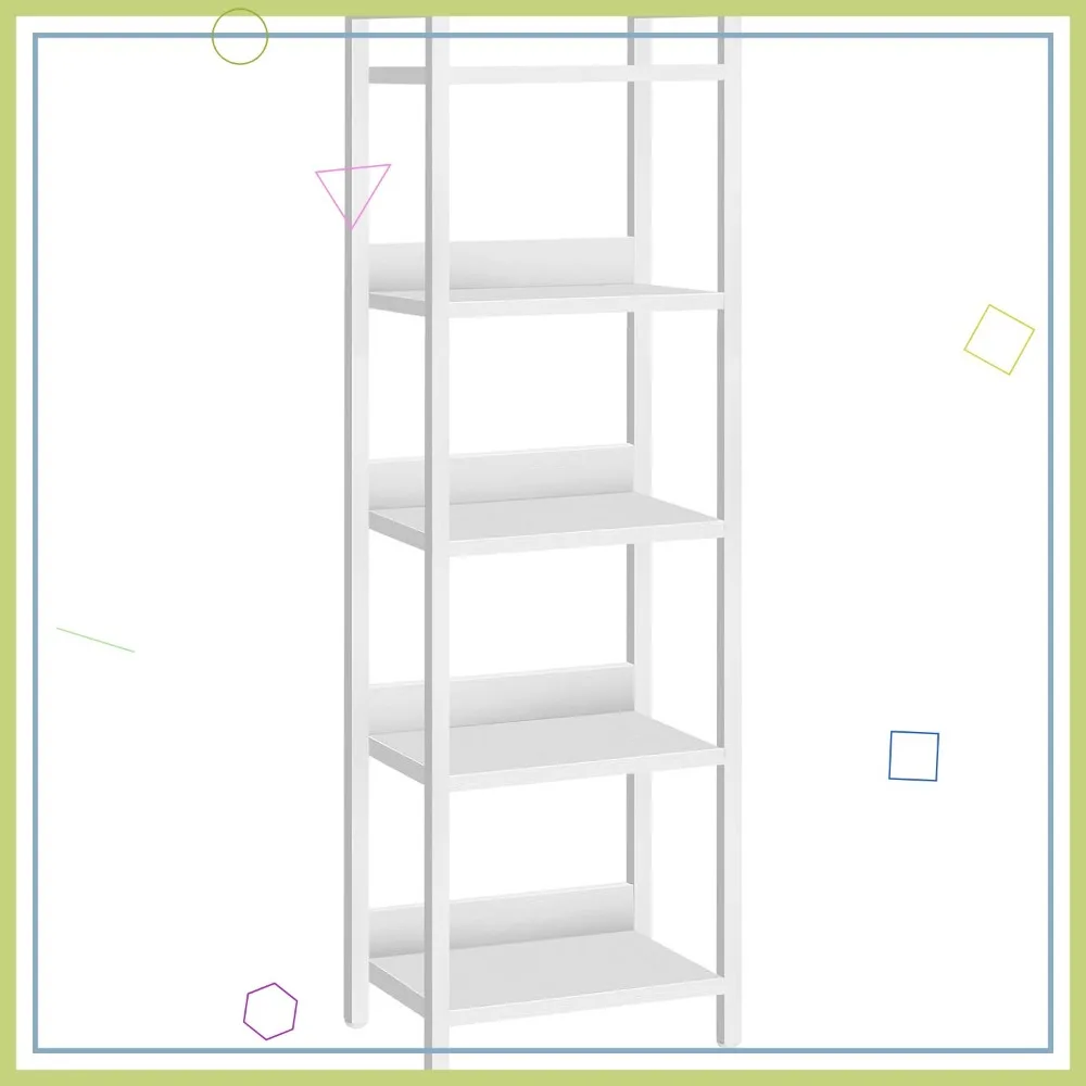 

5-уровневый книжный шкаф для небольших помещений, белая полка-органайзер для хранения для гостиной, спальни, кабинета