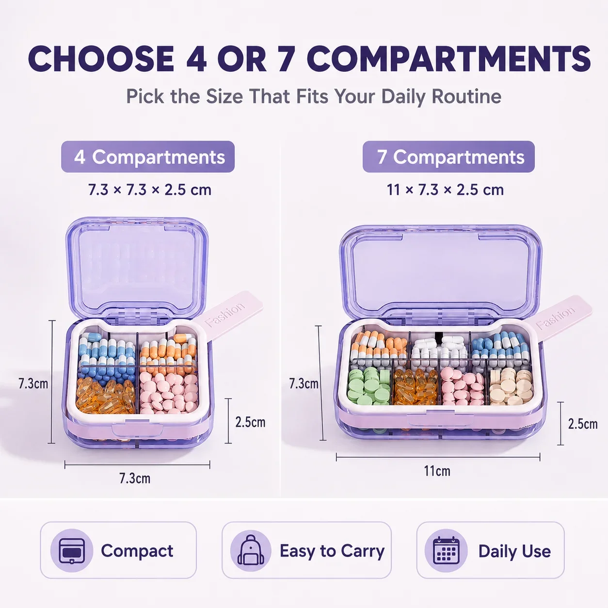 New Hot Portable Travel Premium Small Weekly 4/7 Grids Pill Box Storage Cases Organizer Container for Vitamins Medicine FishOils