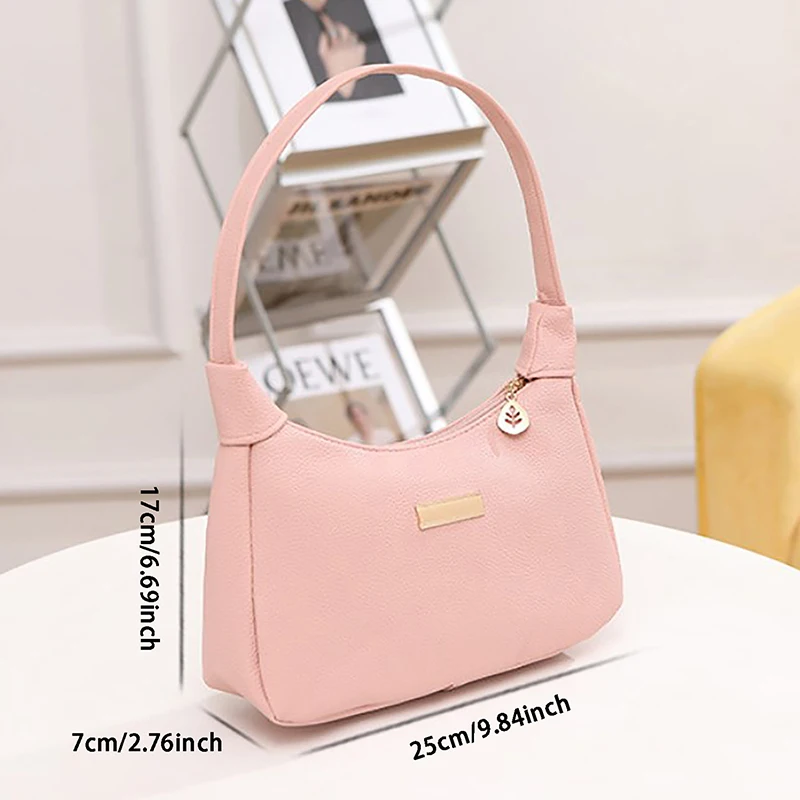 Lichee Leather Women Shoulder Bag Retro Solid Color Hobos Handbags Leisure Underarm Armpit Bag Fashion Exquisite Shopping Bag