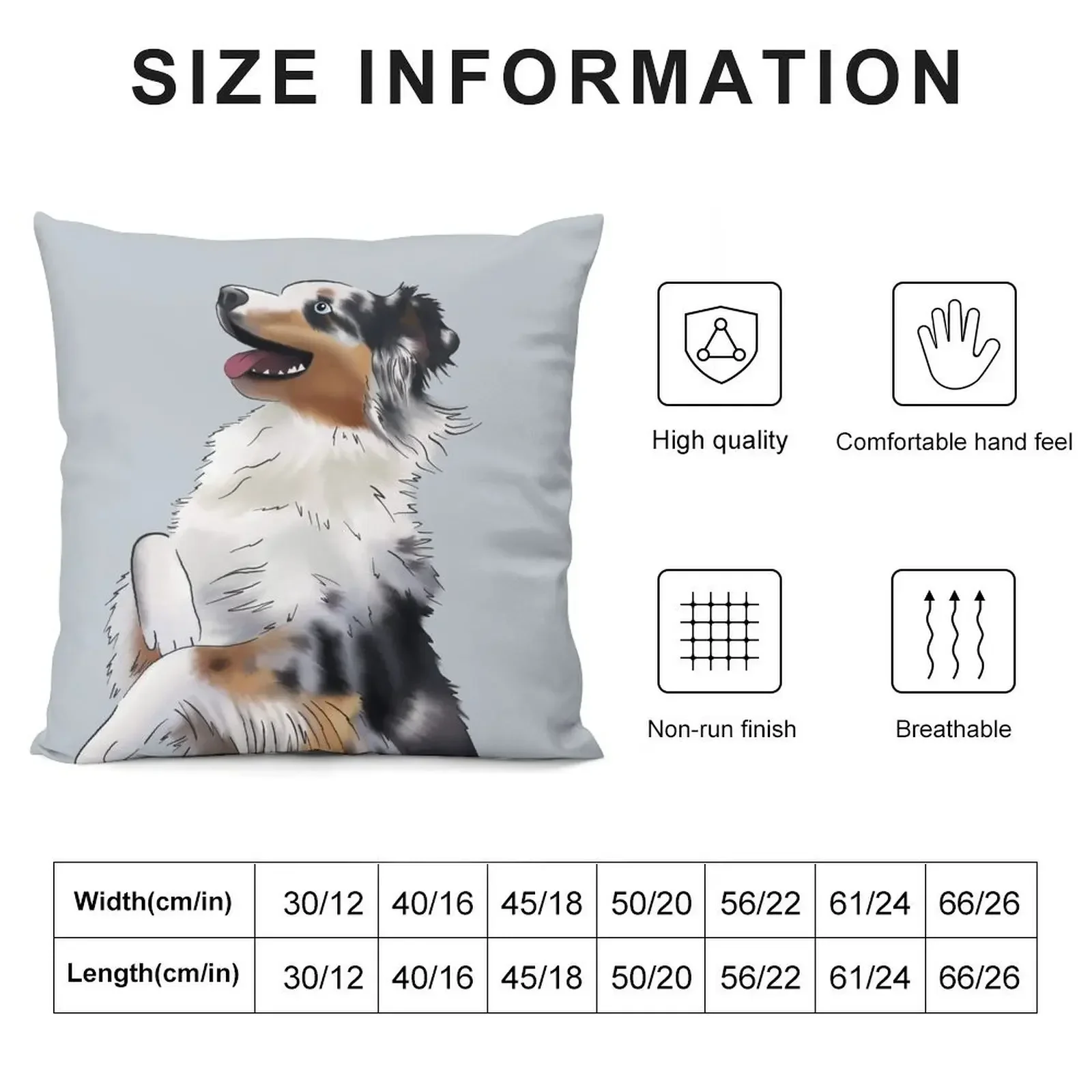 Cute Australian Shepherd Blue Merle Begging Dog Aussie Drawing Throw Pillow Sofa Cushions covers for pillows pillow