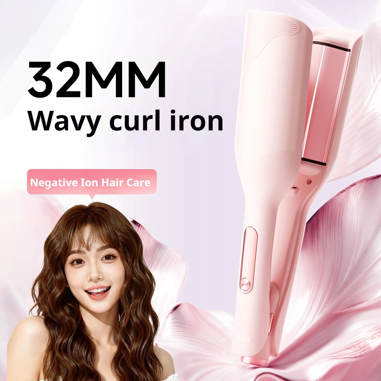 32mm Wave Curling Iron Deep Groove Design 10 Million Negative Ions Fast 15 Min Styling Anti Scald Hair Curler